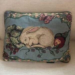 Vintage Tracy Porter home collection tapestry pillow bunny rabbit butterfly